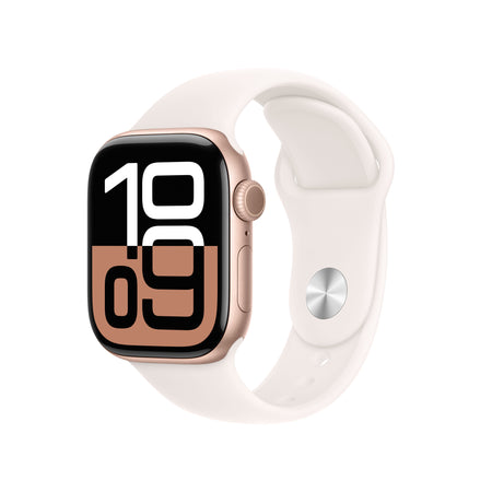 Apple Watch Series 10 GPS 42 mm ružičasto-zlatno aluminijsko kućište s Sport Band-om boje svijetlog rumenila - S/M