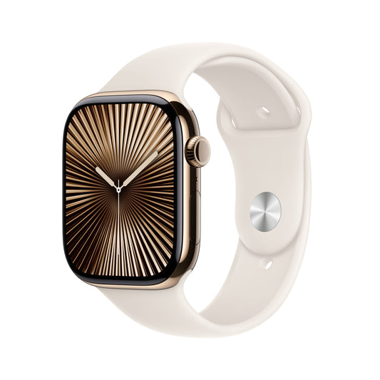Apple Watch Series 10 GPS + Cellular 46mm Gold Titanium Case with Starlight Sport Band - M/L - iSTYLE.hr
