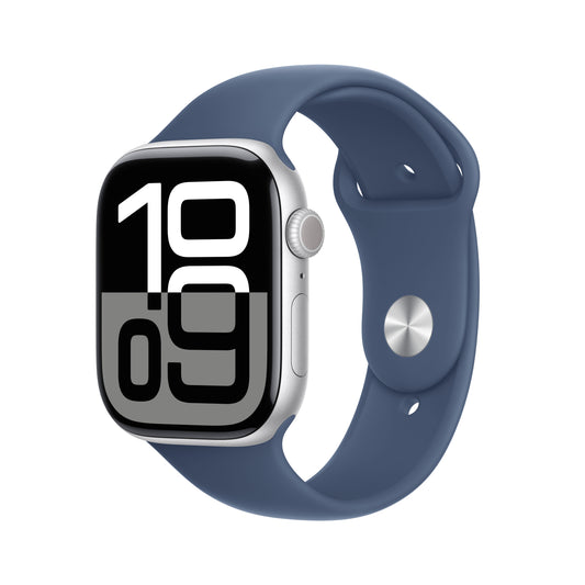Apple Watch Series 10 GPS + Cellular 46mm Silver Aluminium Case with Denim Sport Band - S/M - iSTYLE.hr