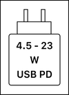 Ovaj uređaj podržava brzo punjenje USB PD, kako je definirano u specifikaciji USB Implementers Forum Power Delivery.