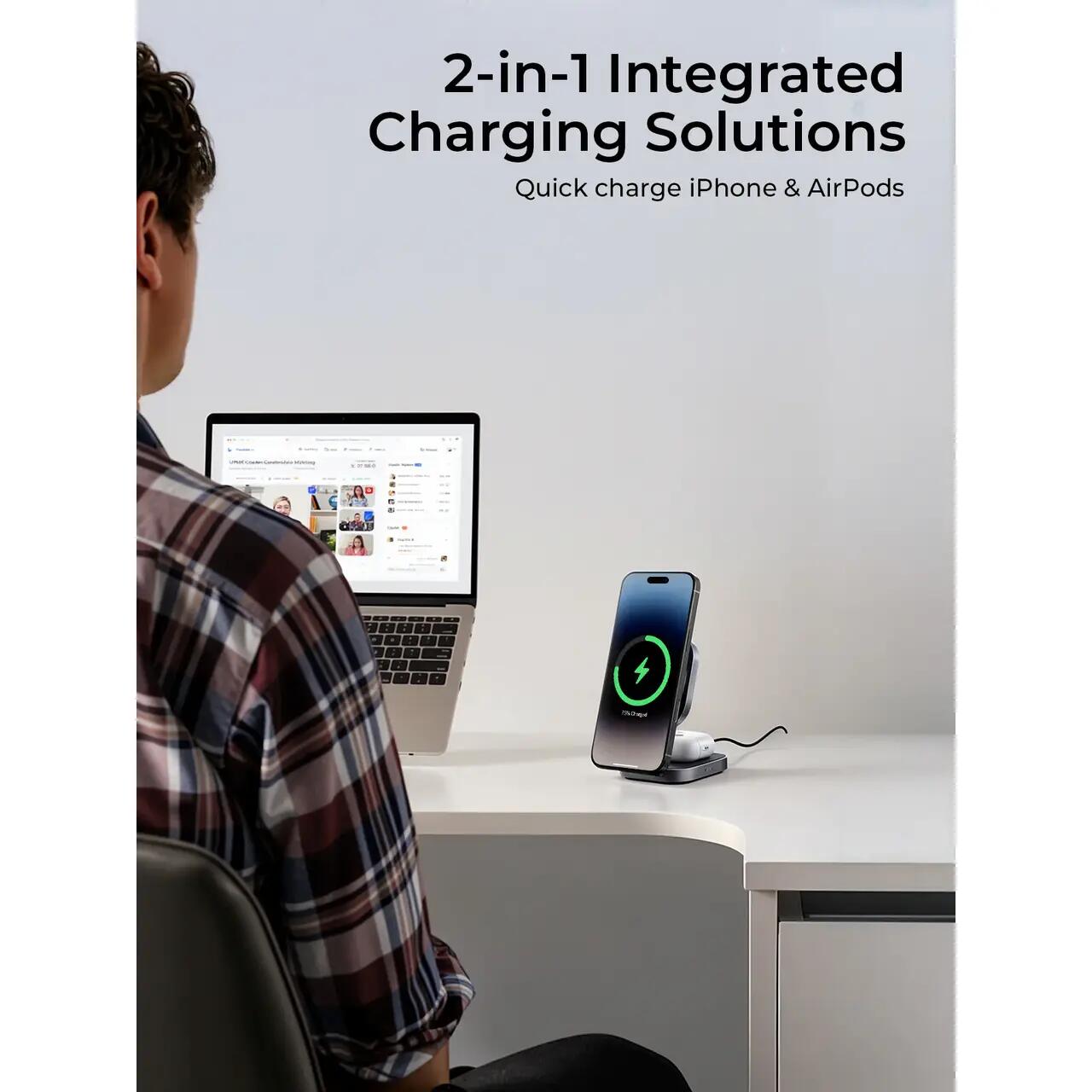 AUKEY MagFusion L 2-in-1 Foldable Qi2 Magnetic Fast Wireless Charging Station - iSTYLE.hr