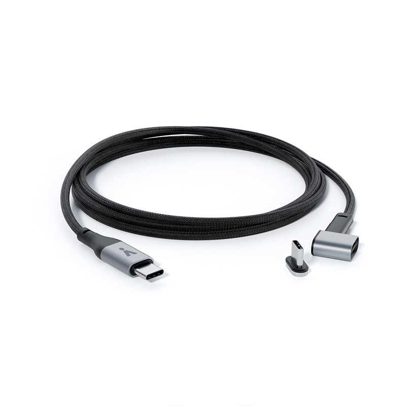 iSTYLE Magnetic pleteni podatkovni kabel USB-C na USB-C - sivi