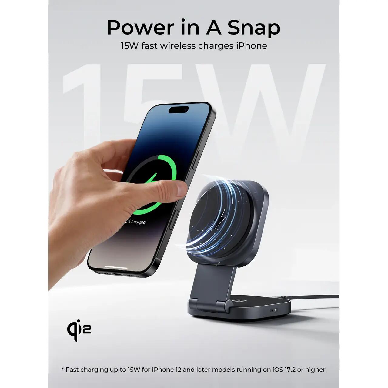 AUKEY MagFusion L 2-in-1 Foldable Qi2 Magnetic Fast Wireless Charging Station - iSTYLE.hr