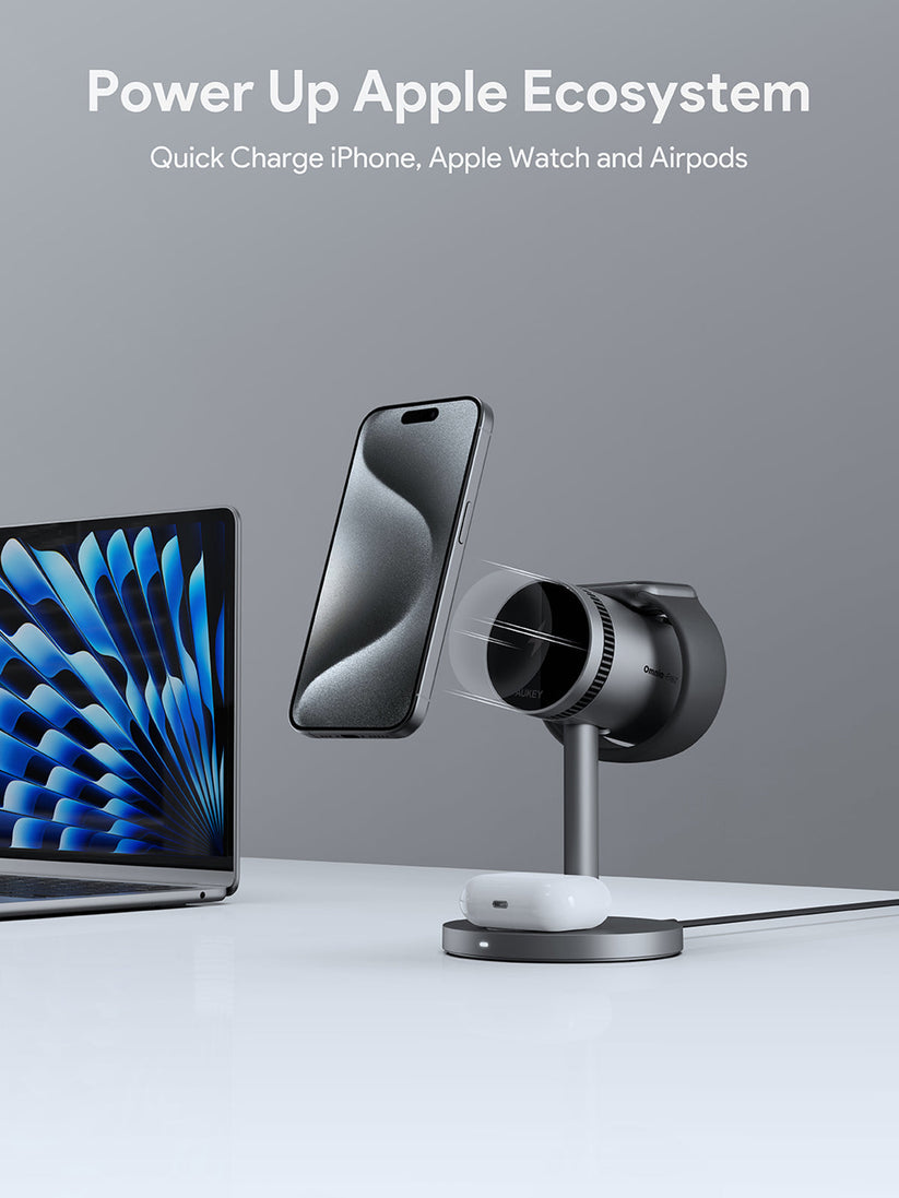 AUKEY MagFusion 3-in-1 Qi2 15W Magnetic Wireless Charger MFI Certified - iSTYLE.hr