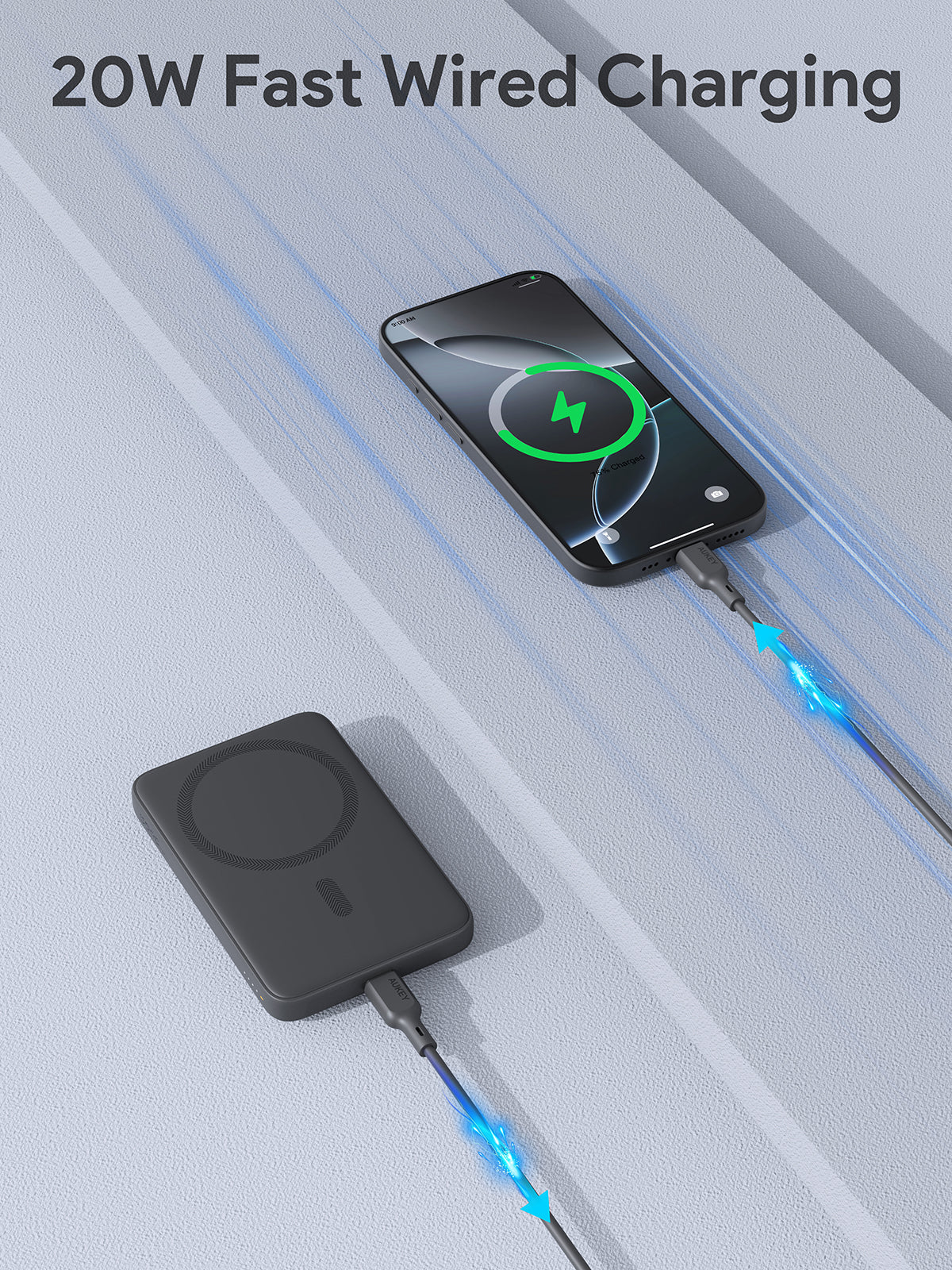 AUKEY 5000 mAh MagSafe Power Bank - Storm Gray