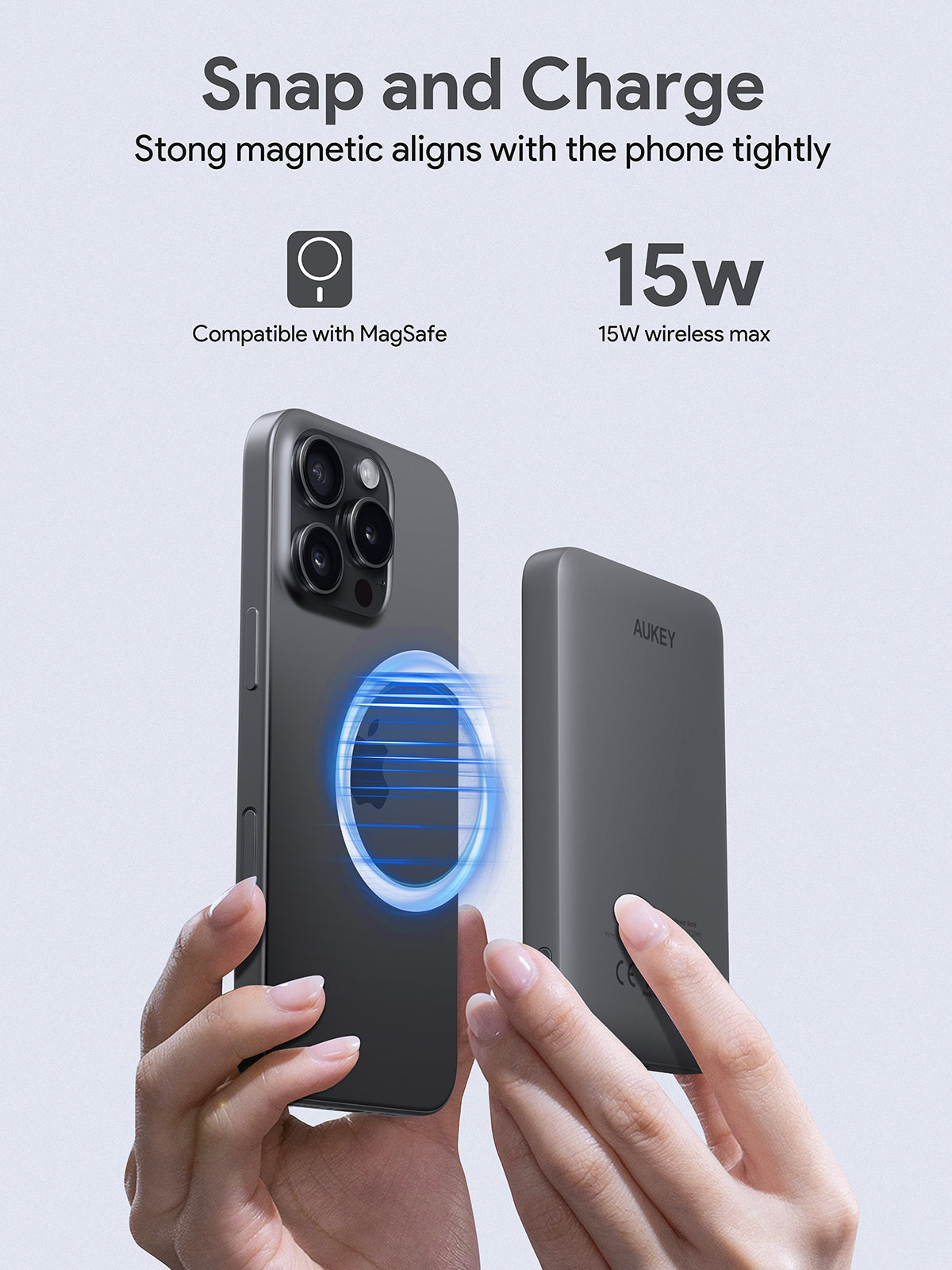 AUKEY 5000 mAh MagSafe Power Bank - Storm Gray