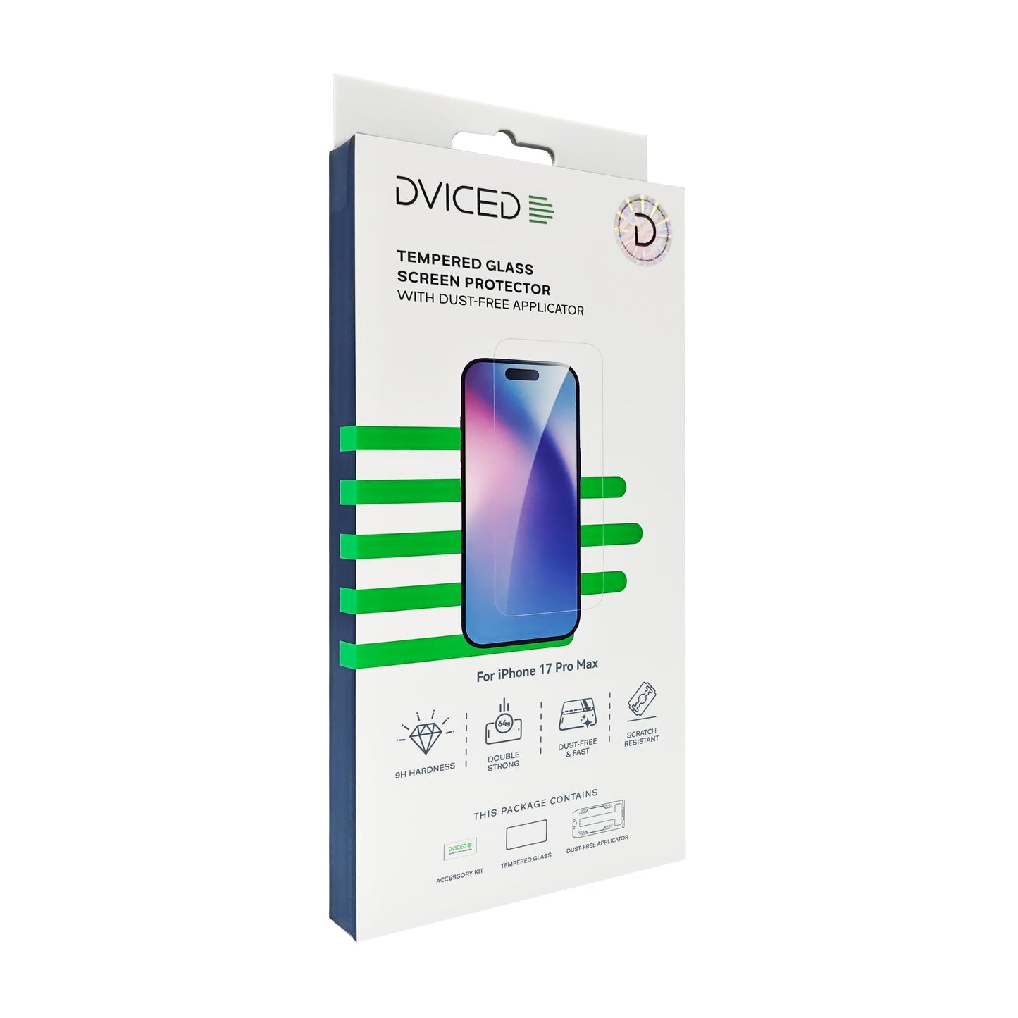 Dviced ojačano zaštitno staklo za zaslon s aplikatorom za iPhone 17 Pro Max