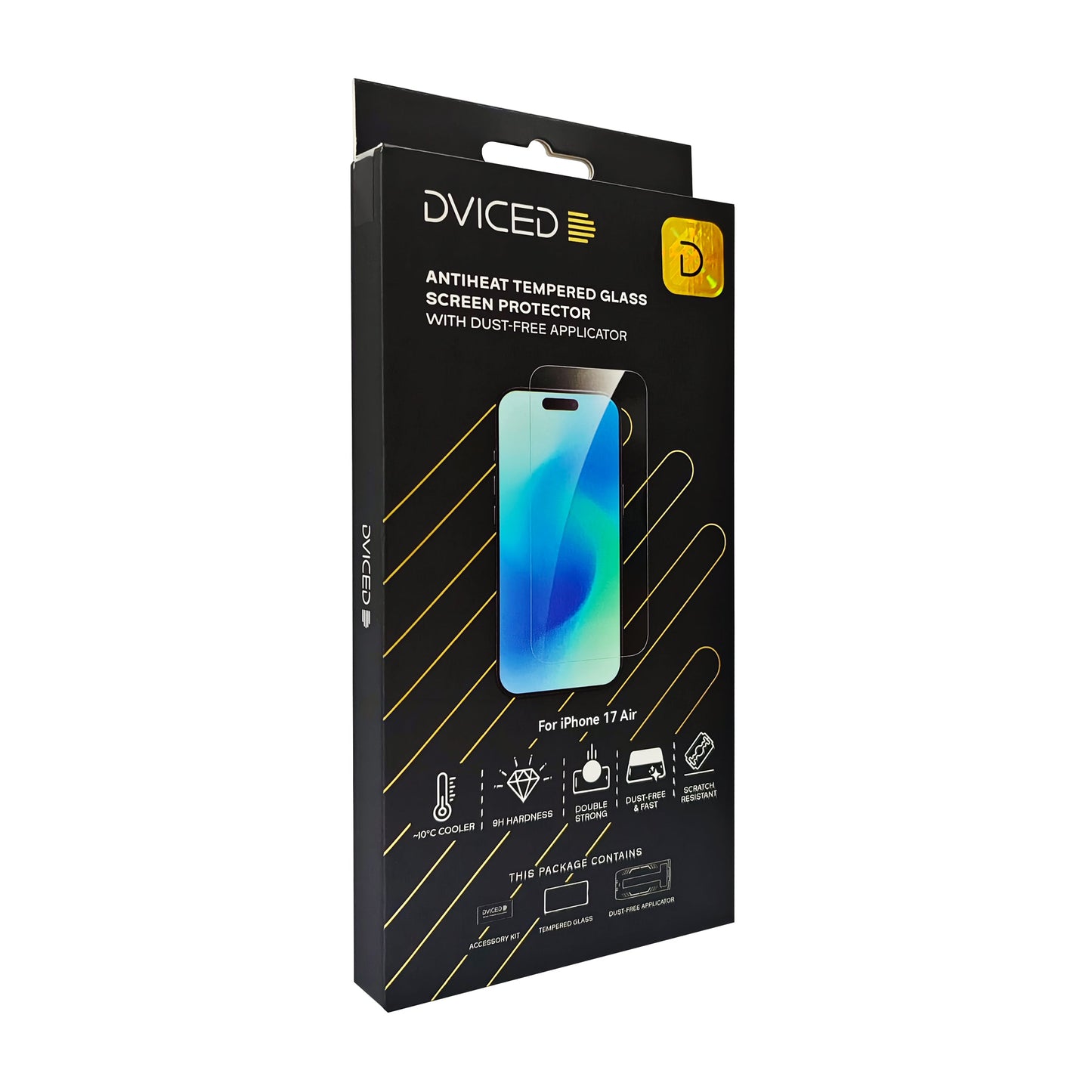 Dviced AntiHeat ojačano zaštitno staklo za zaslon s aplikatorom za iPhone 17 Air
