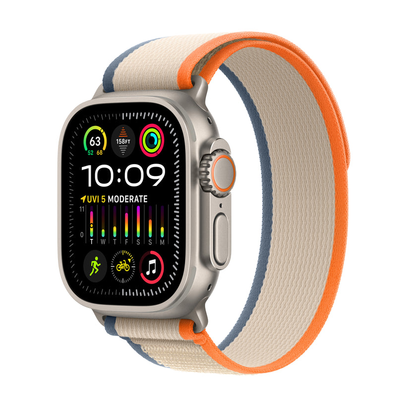 Apple Watch Ultra 2 GPS + Cellular 49mm Titanium Case with Orange/Beige Trail Loop - M/L - iSTYLE HR