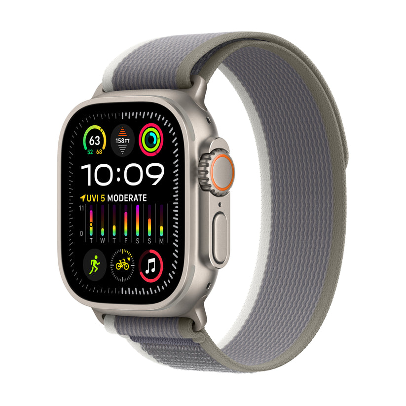 Apple Watch Ultra 2 GPS + Cellular 49mm Titanium Case with Green/Gray Trail Loop - M/L - iSTYLE HR