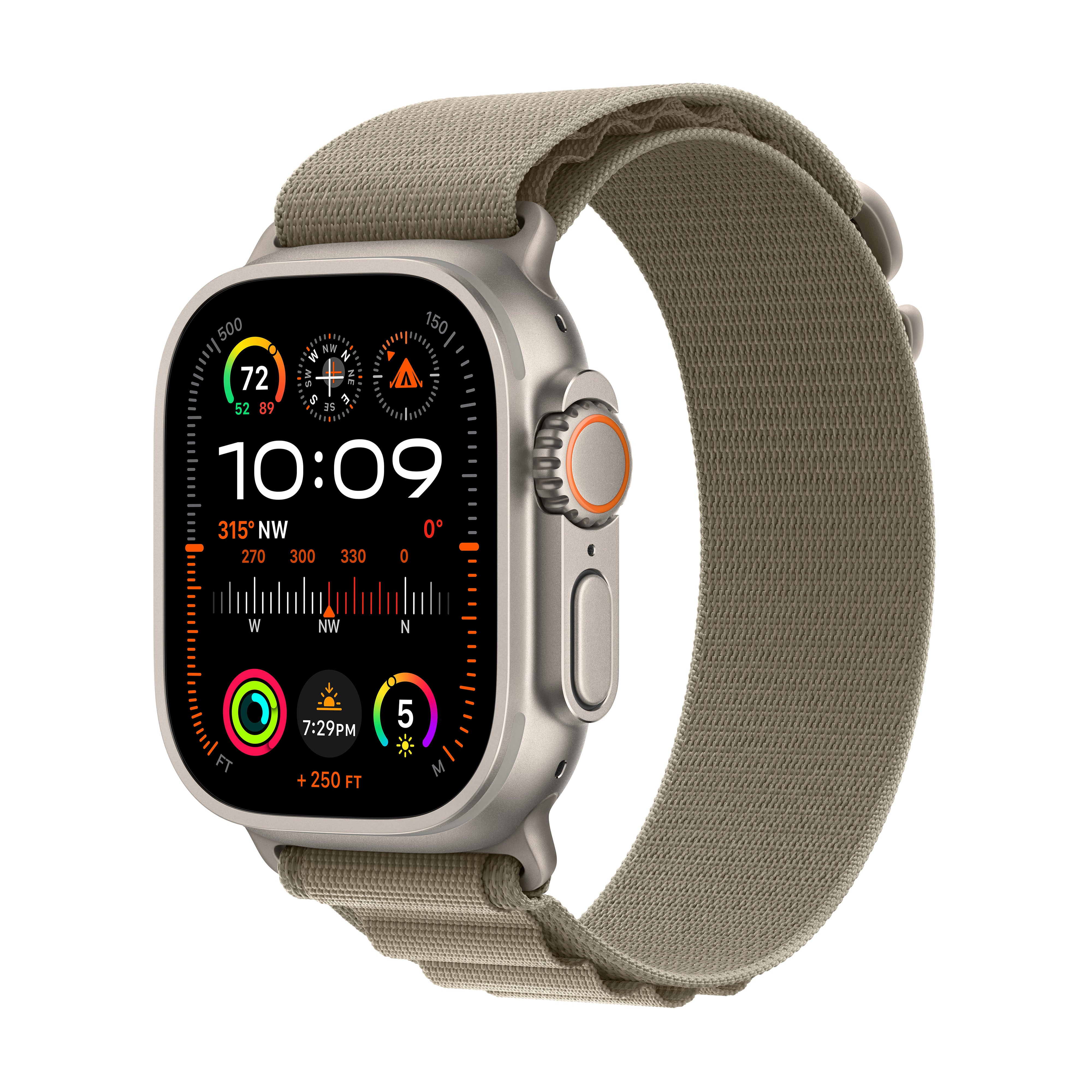 Apple Watch Ultra 2 GPS + Cellular 49mm kućište od titana s maslinasto zelenom Alpine Loopom Small