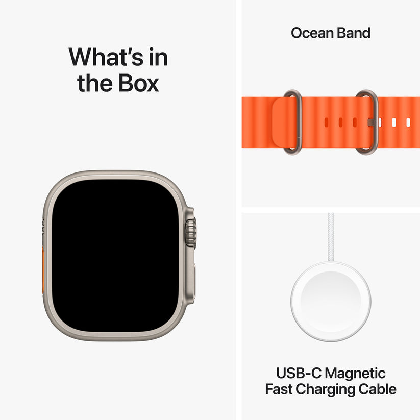 Apple Watch Ultra 2 GPS + Cellular 49mm Titanium Case with Orange Ocean Band - iSTYLE HR