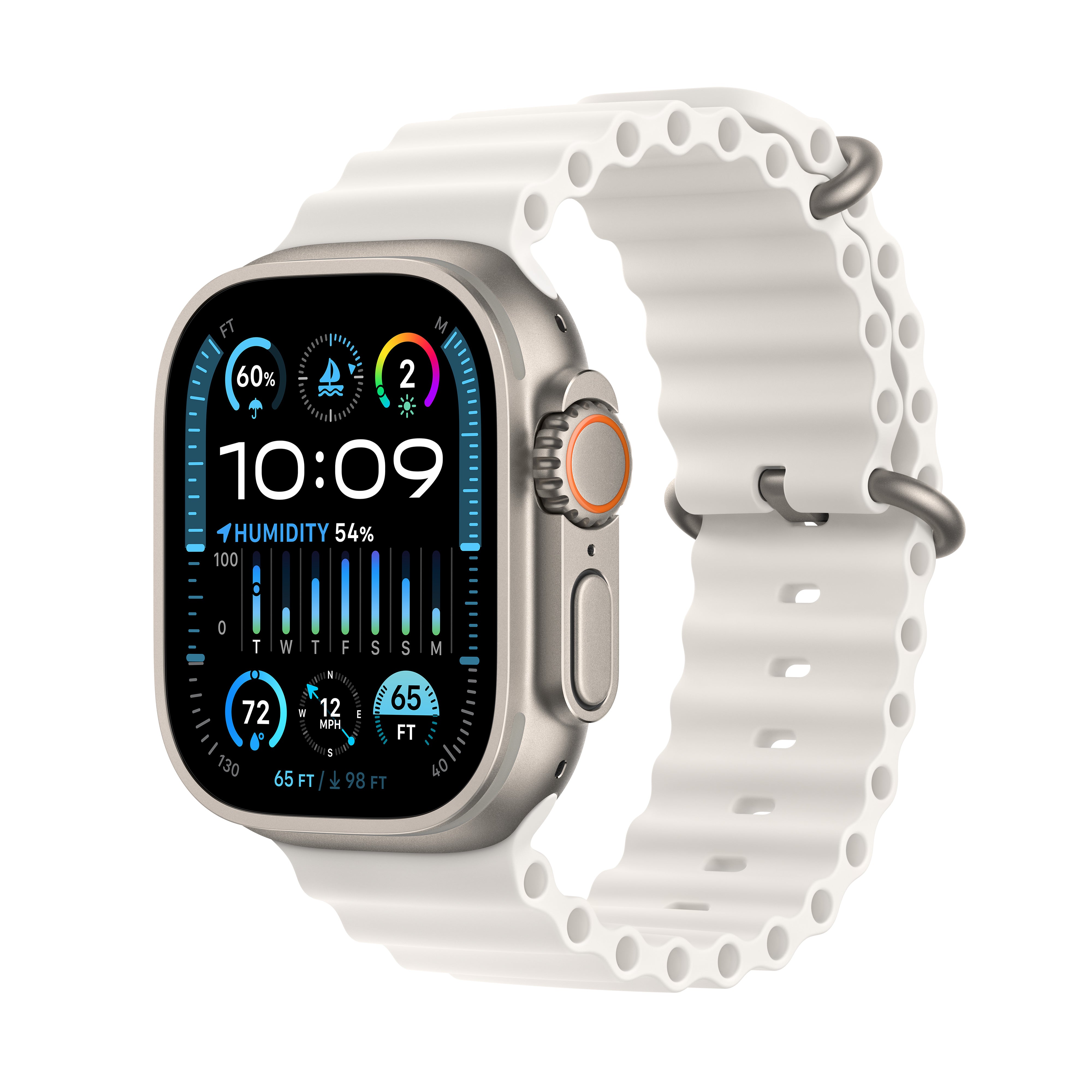 Apple Watch Ultra 2 GPS + Cellular 49mm kućište od titana s bijelom Ocean Bandom