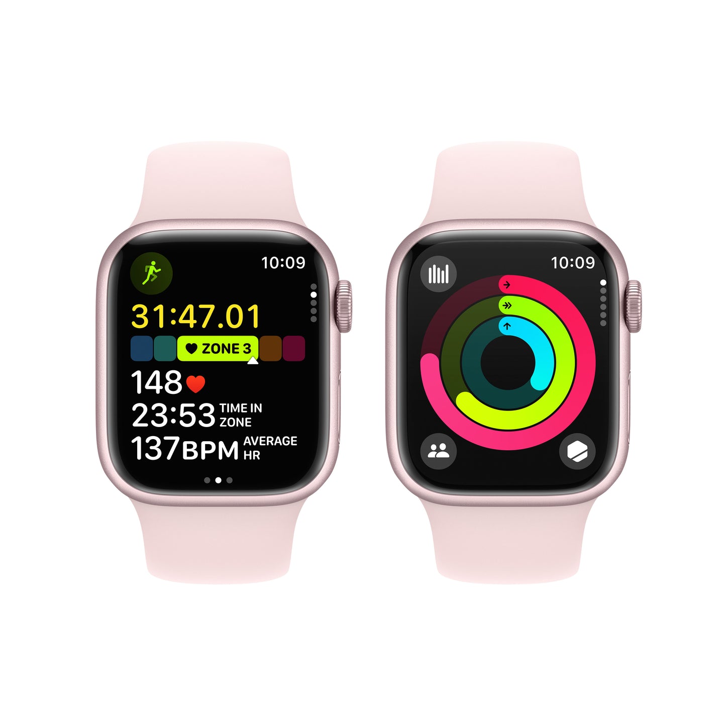 Apple Watch Series 9 GPS 41mm Pink Aluminum Case with Light Pink Sport Band - S/M - iSTYLE HR