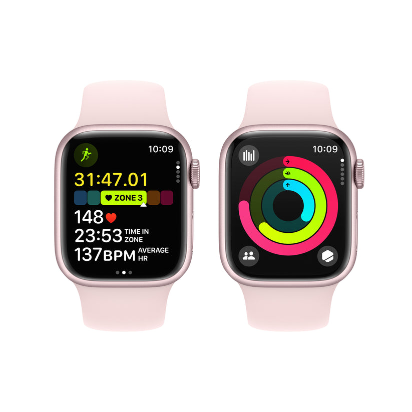 Apple Watch Series 9 GPS 41mm Pink Aluminum Case with Light Pink Sport Band - S/M - iSTYLE HR