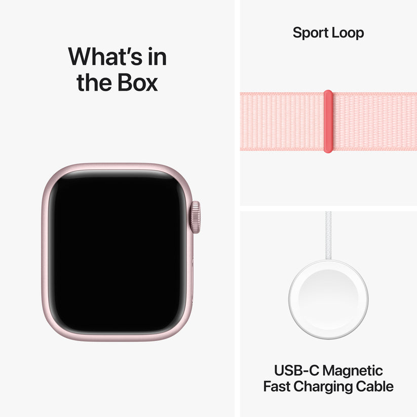 Apple Watch Series 9 GPS 41mm Pink Aluminum Case with Light Pink Sport Loop - iSTYLE HR