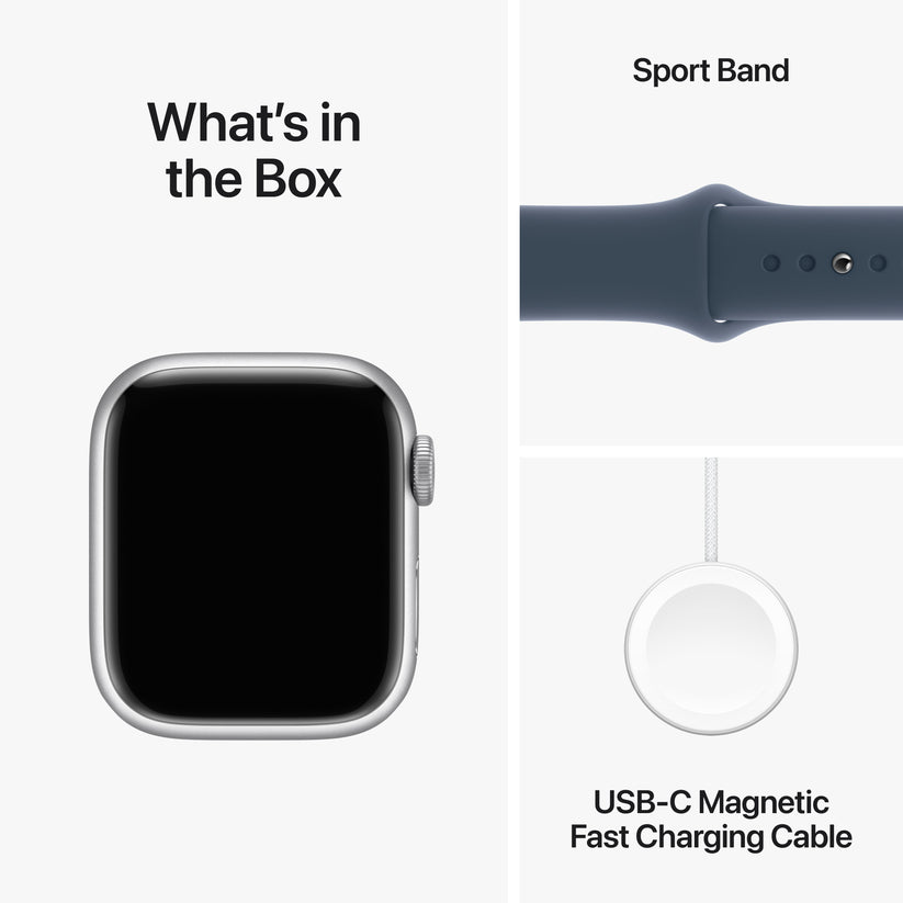 Apple Watch Series 9 GPS 41mm Silver Aluminum Case with Storm Blue Sport Band - M/L - iSTYLE HR