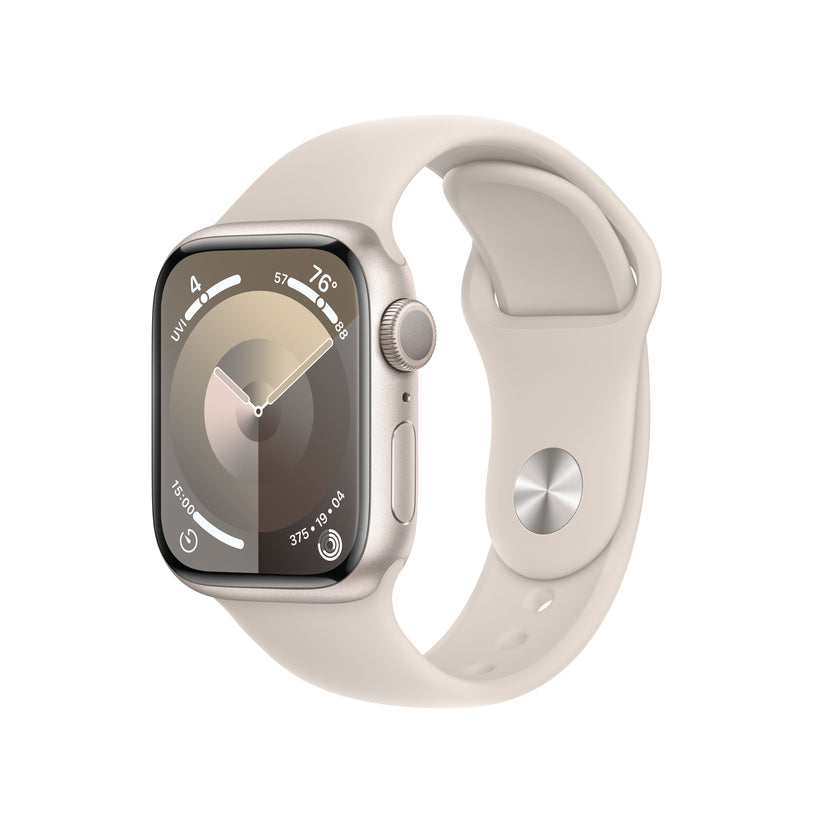 Apple Watch Series 9 GPS 41mm Starlight Aluminum Case with Starlight Sport Band - S/M - iSTYLE HR