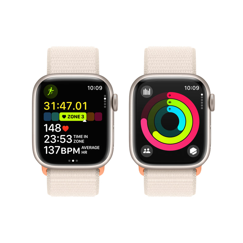 Apple Watch Series 9 GPS 41mm Starlight Aluminum Case with Starlight Sport Loop - iSTYLE HR