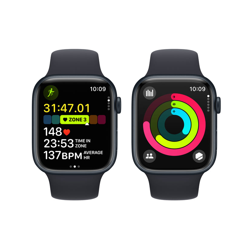 Apple Watch Series 9 GPS 45mm Midnight Aluminum Case with Midnight Sport Band - S/M - iSTYLE HR