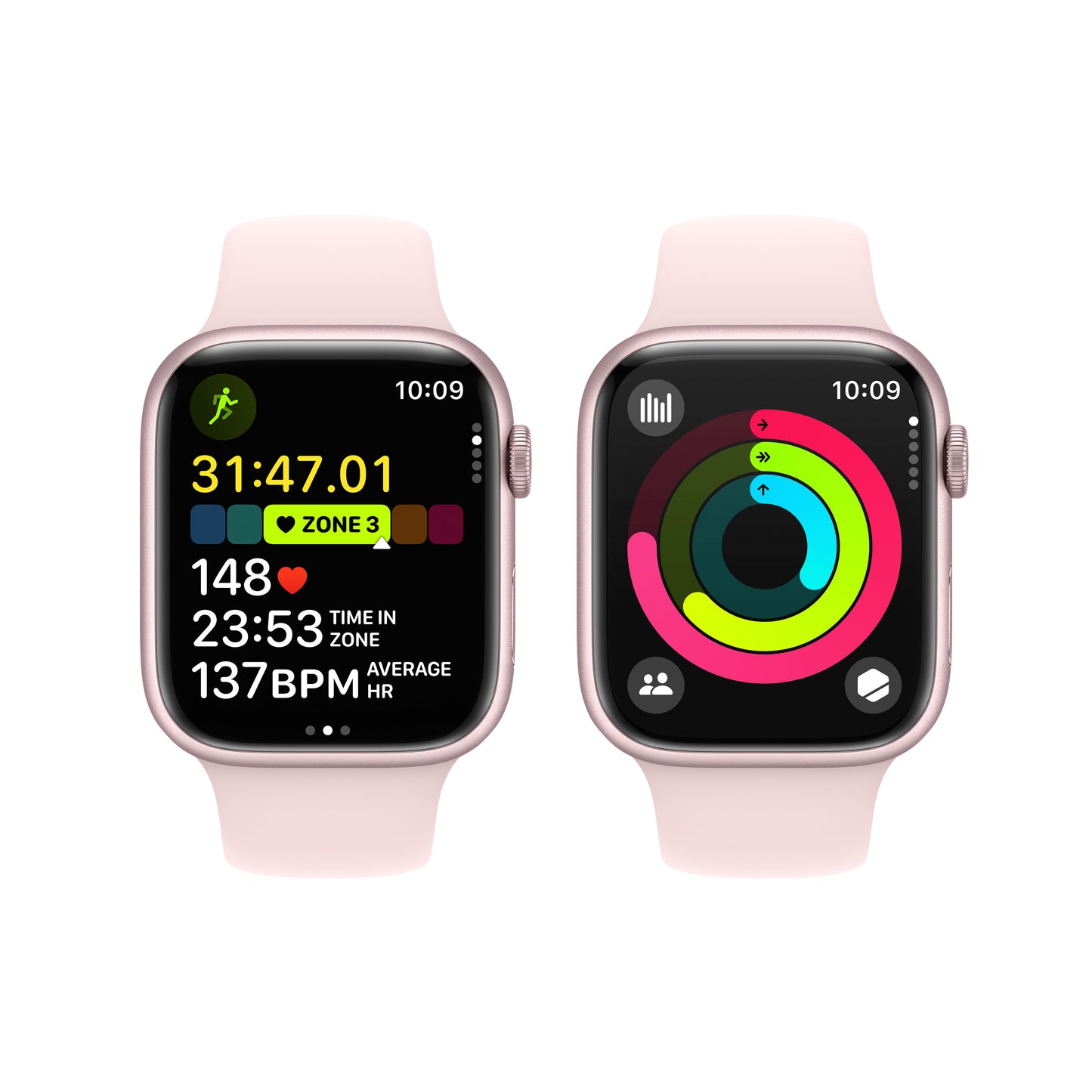 Apple Watch Series 9 GPS 45mm Pink Aluminum Case with Light Pink Sport Band - M/L - iSTYLE HR