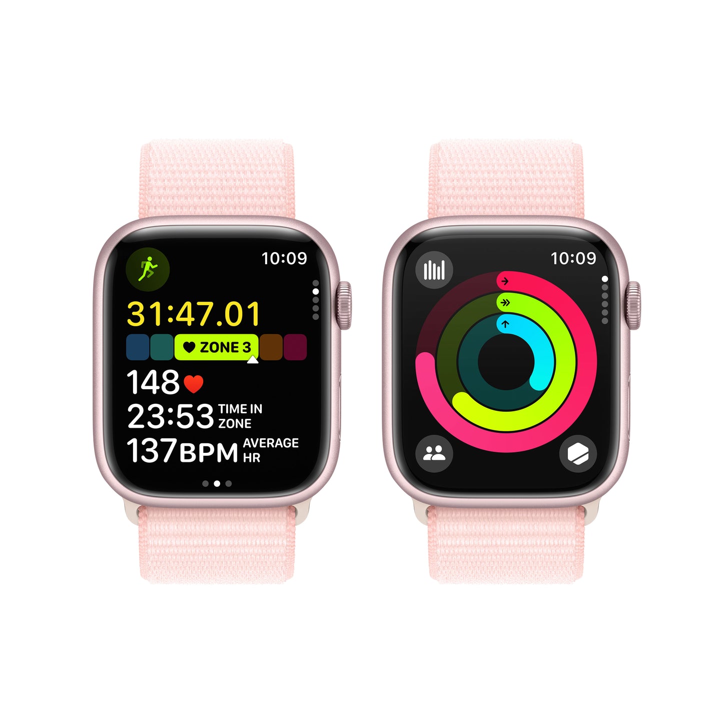 Apple Watch Series 9 GPS 45mm Pink Aluminum Case with Light Pink Sport Loop - iSTYLE HR