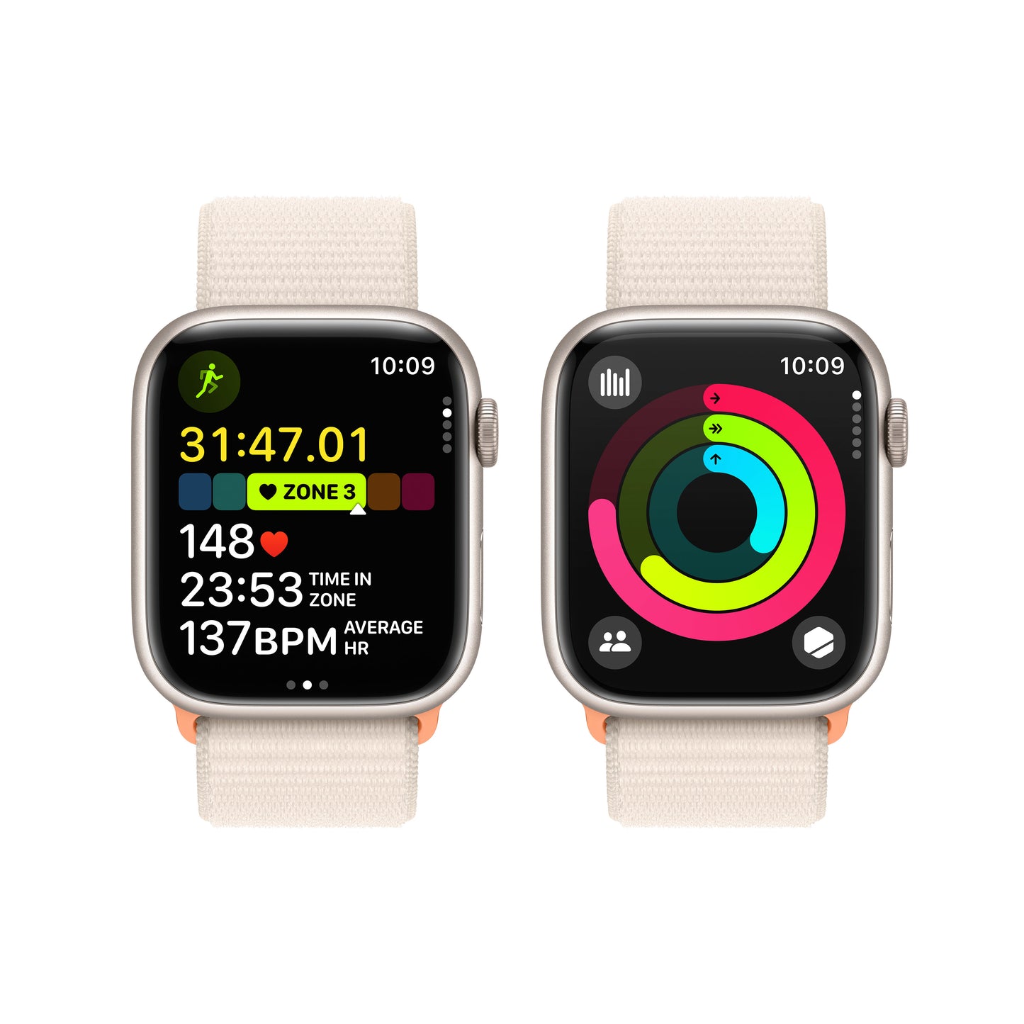 Apple Watch Series 9 GPS 45mm Starlight Aluminum Case with Starlight Sport Loop - iSTYLE HR