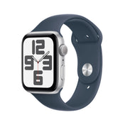 Apple Watch SE GPS 44mm Silver Aluminum Case with Storm Blue Sport Band - S/M - iSTYLE HR