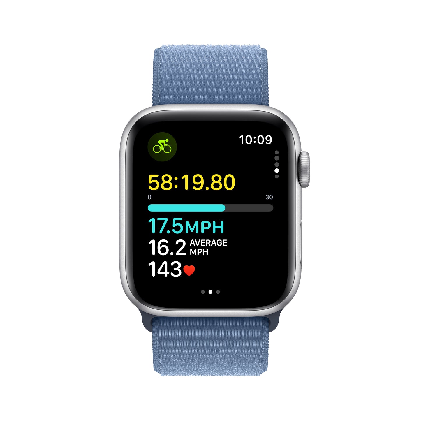 Apple Watch SE GPS 44mm Silver Aluminum Case with Winter Blue Sport Loop - iSTYLE HR