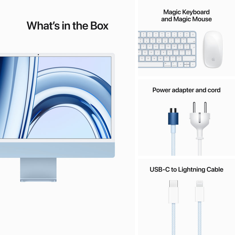 24-inch iMac with Retina 4.5K display: Apple M3 chip with 8‑core CPU and 8‑core GPU, 256GB SSD - Blue - iSTYLE.hr