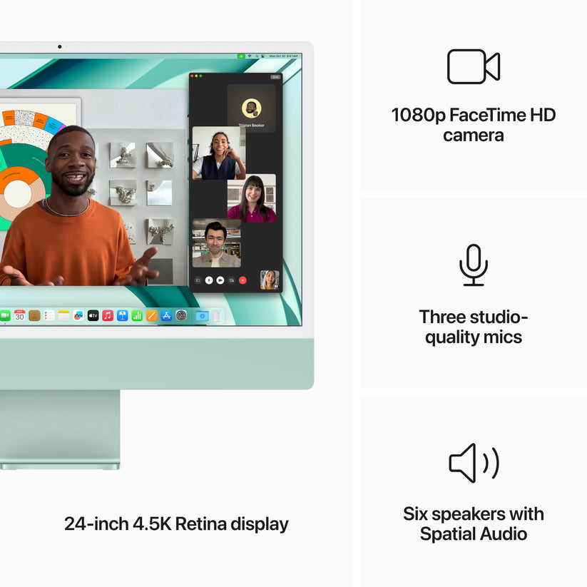 24-inch iMac with Retina 4.5K display: Apple M3 chip with 8‑core CPU and 8‑core GPU, 256GB SSD - Green - iSTYLE HR