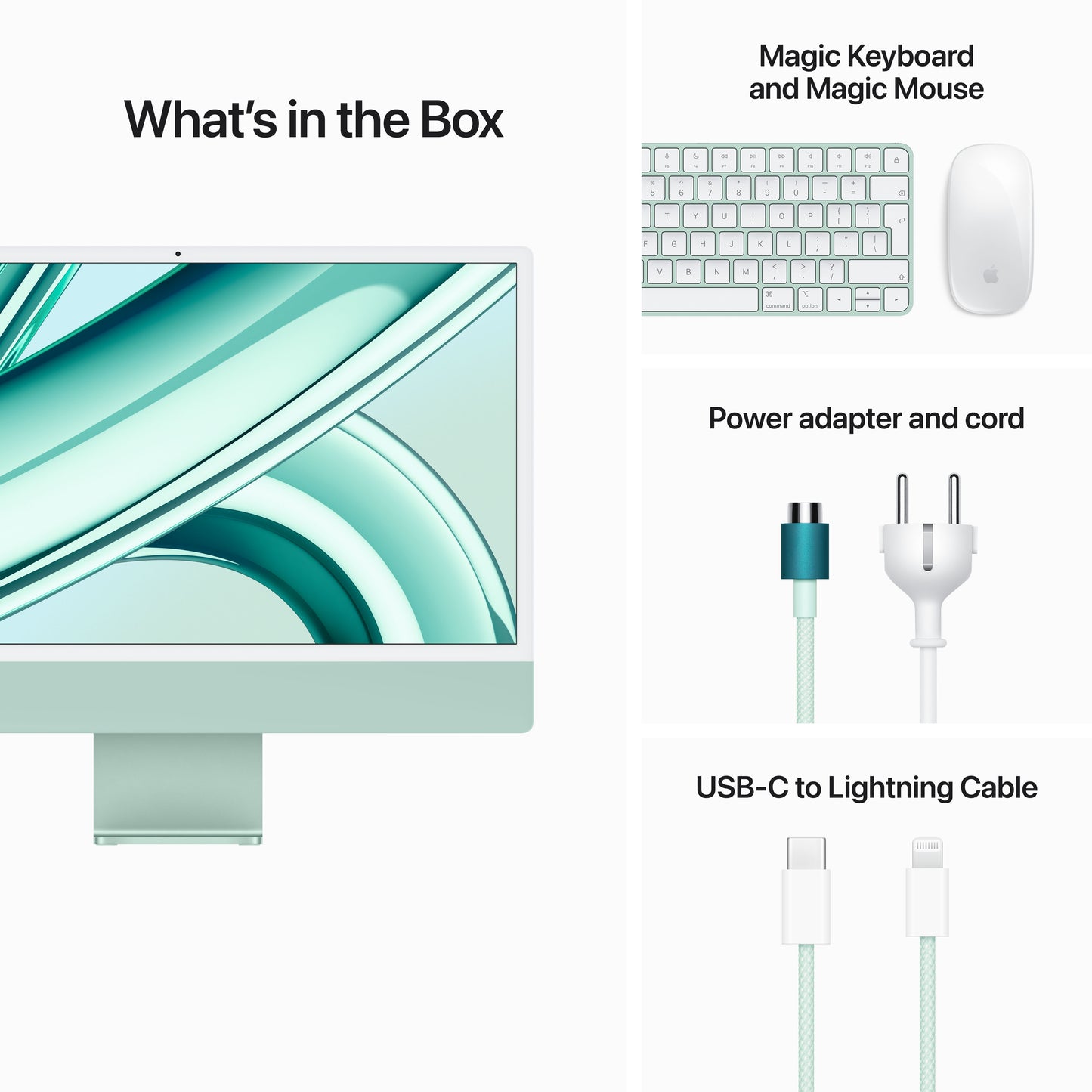 24-inch iMac with Retina 4.5K display: Apple M3 chip with 8‑core CPU and 8‑core GPU, 256GB SSD - Green - iSTYLE HR