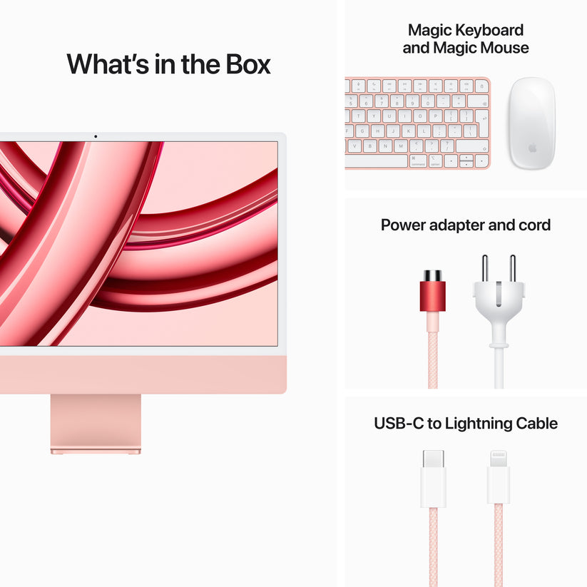 24-inch iMac with Retina 4.5K display: Apple M3 chip with 8‑core CPU and 8‑core GPU, 256GB SSD - Pink - iSTYLE HR