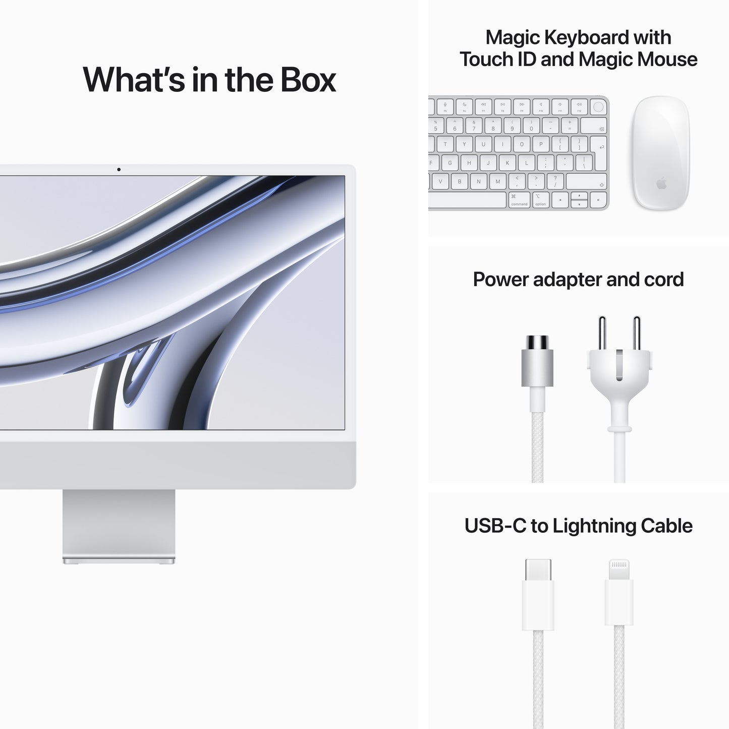 24-inch iMac with Retina 4.5K display: Apple M3 chip with 8‑core CPU and 10‑core GPU, 256GB SSD - Silver - iSTYLE HR