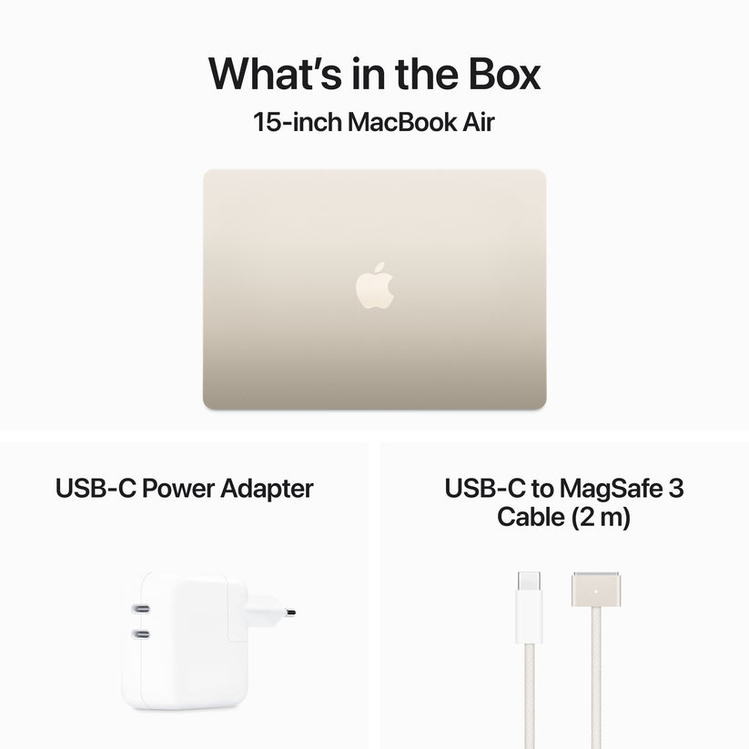 15-inch MacBook Air: Apple M3 chip with 8‑core CPU and 10‑core GPU, 512GB SSD - Starlight - iSTYLE HR