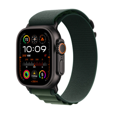 Apple Watch Ultra 2 GPS + Cellular 49 mm kućište od crnog titanija s tamno zelenim Alpine Loop-om - Medium
