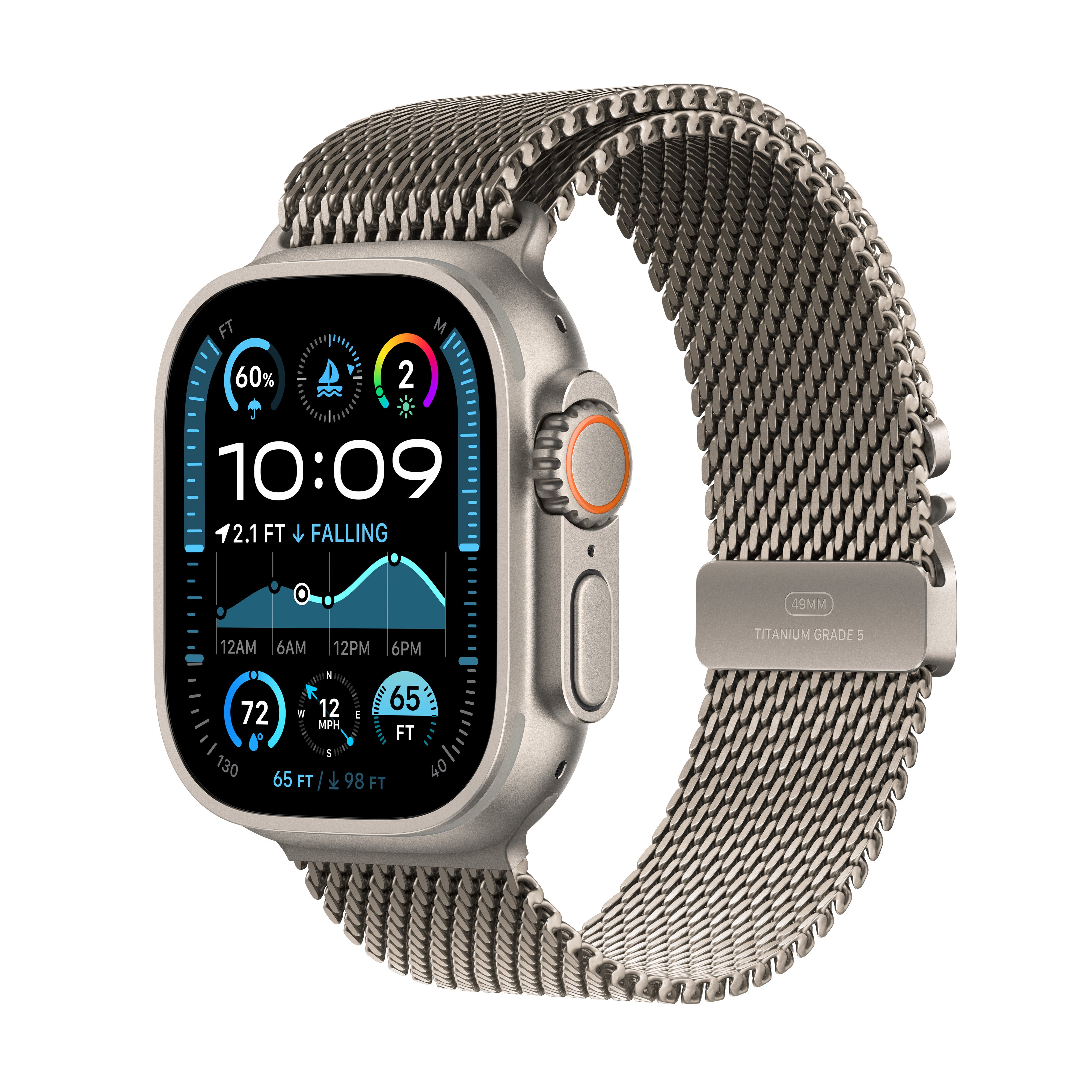 Apple Watch Ultra 2 GPS + Cellular 49 mm kućište od prirodnog titanija s Milanese Loop-om od prirodnog titanija s