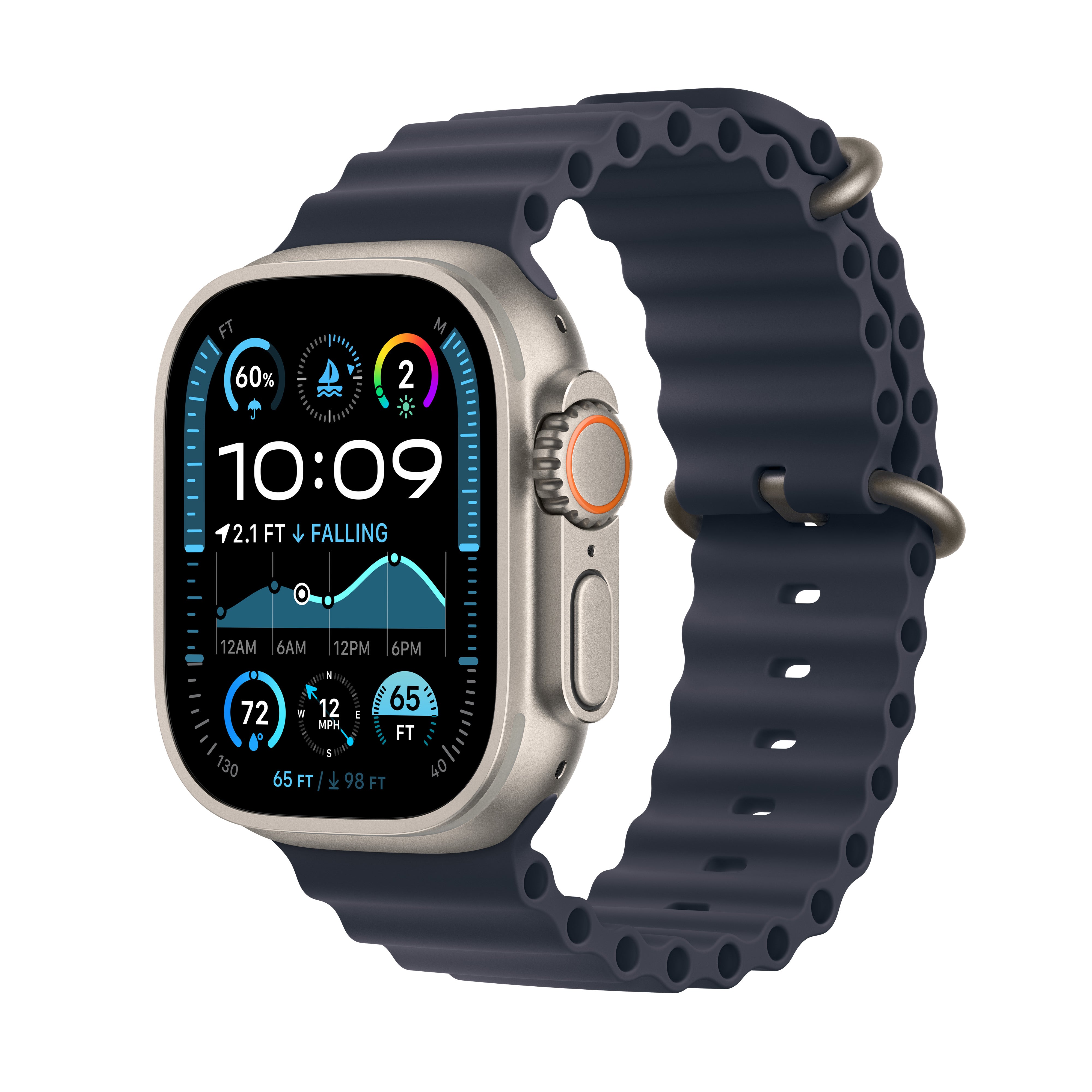 Apple Watch Ultra 2 GPS + Cellular 49 mm kućište od prirodnog titanija s mornaričkim Ocean Band-om