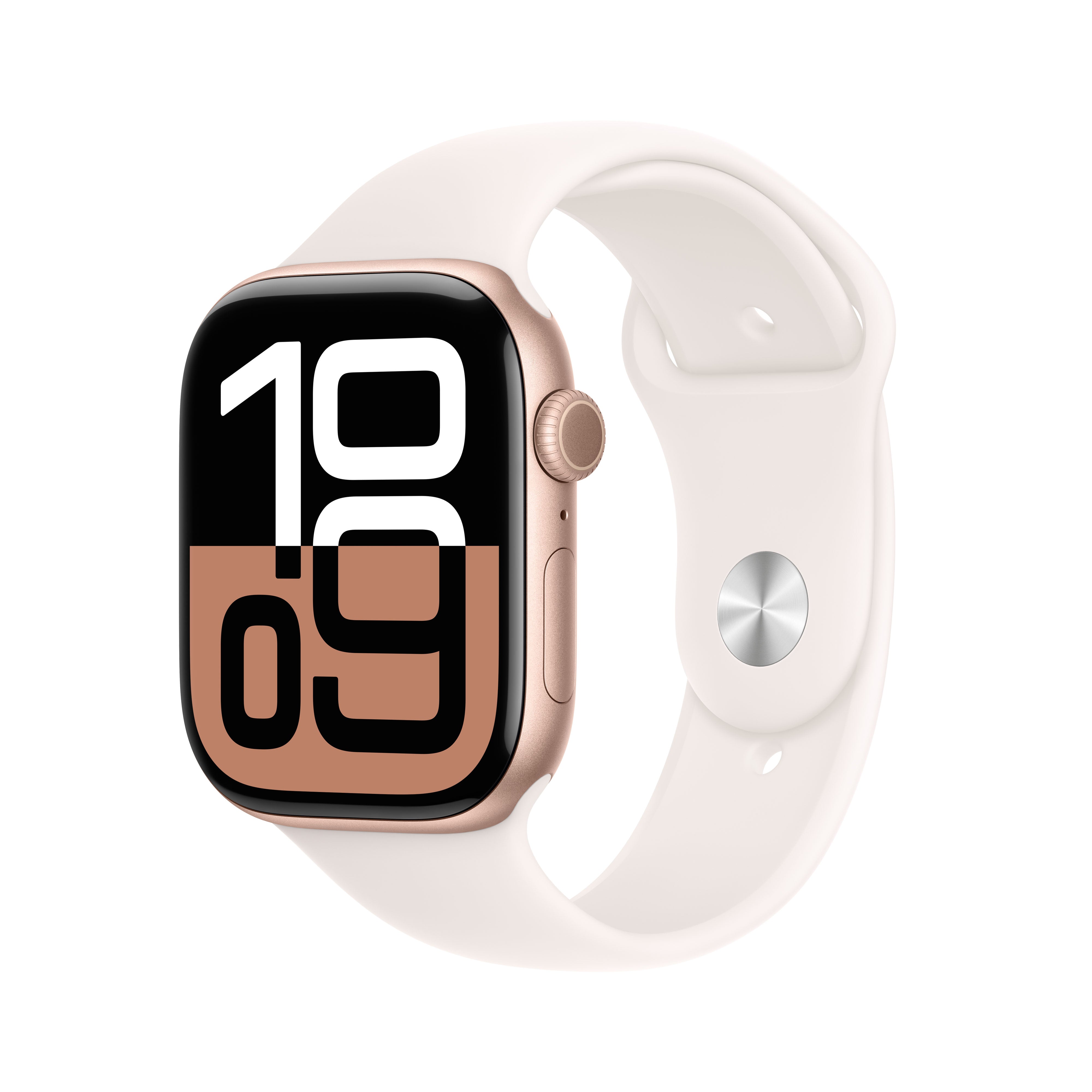 Apple Watch Series 10 GPS 46 mm ružičasto-zlatno aluminijsko kućište s Sport Band-om boje svijetlog rumenila S/M