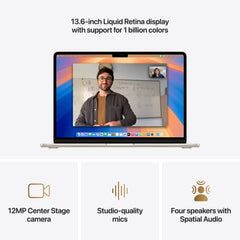 MacBook Air 13 CTO: Čip M4 s 10-jezgrenim CPU i 10-jezgrenim GPU, 256 GB SSD, 24 GB RAM, Hrvatski - Zvjezdana