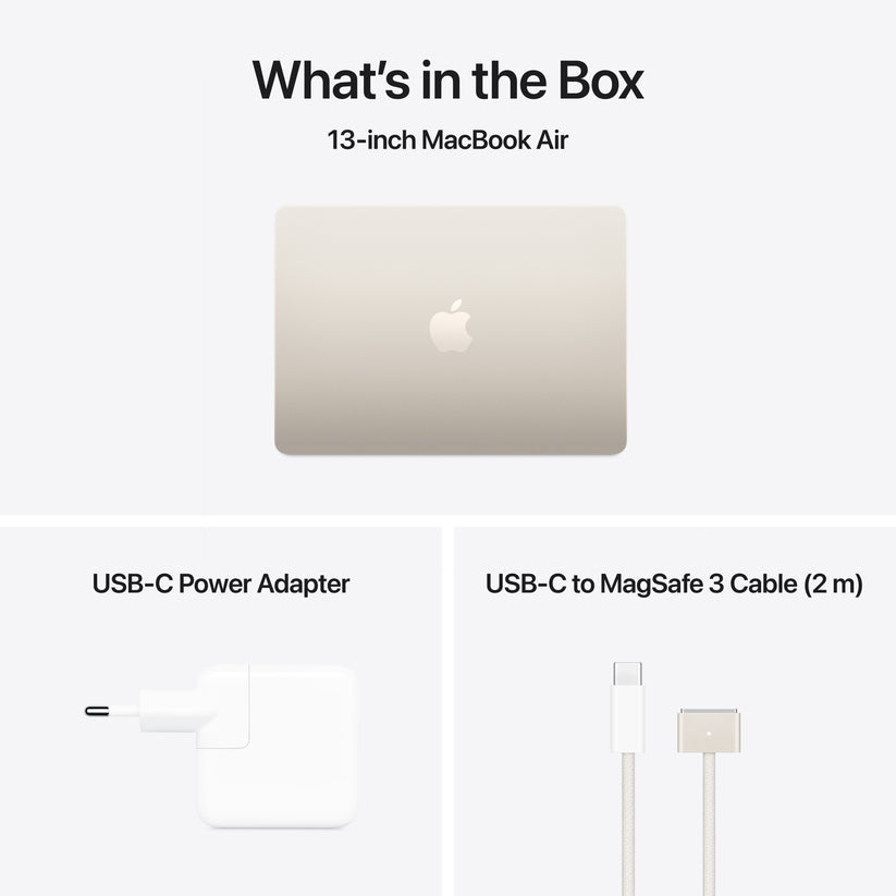 MacBook Air 13 CTO: Čip M4 s 10-jezgrenim CPU i 10-jezgrenim GPU, 256 GB SSD, 24 GB RAM, Hrvatski - Zvjezdana