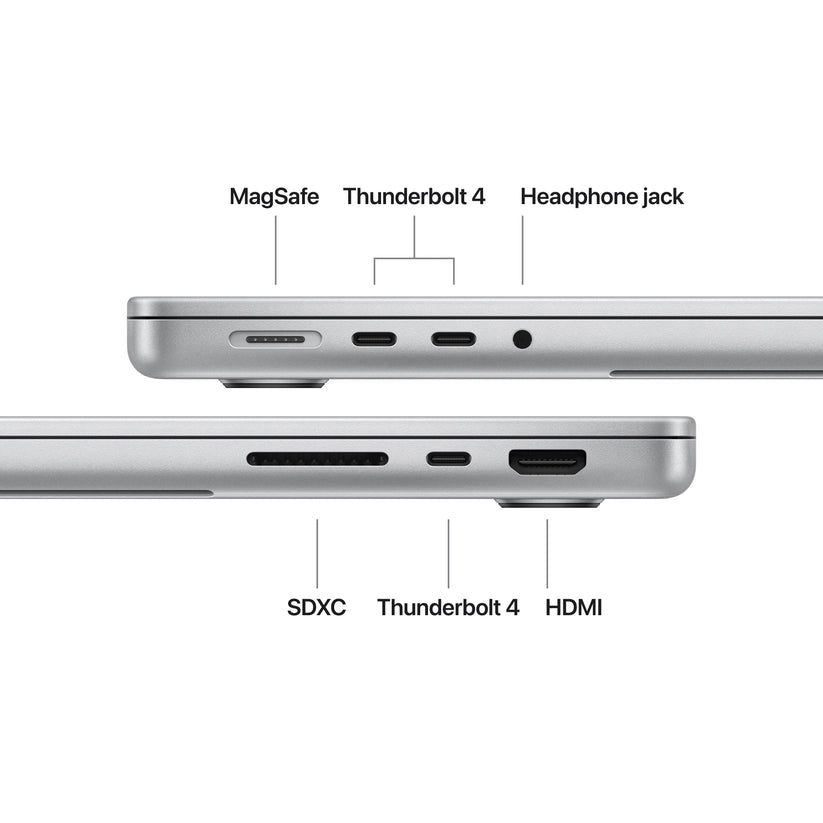 MacBook Pro 14 CTO: Čip M5 s 10-jezgrenim CPU i 10-jezgrenim GPU, 4 TB SSD, 32 GB RAM, Standardno, Hrvatski - Srebrna