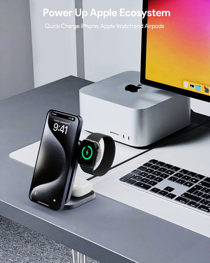 AUKEY MagFusion Z Qi2 3-in-1 Foldable Magnetic Fast Wireless Charging Station - iSTYLE.hr