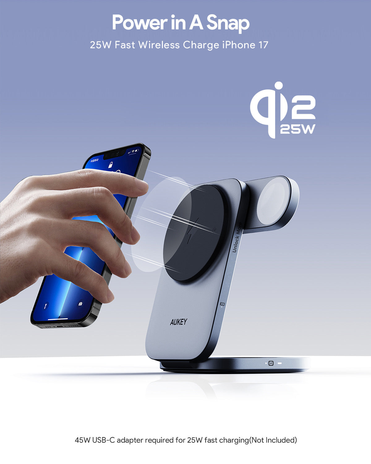 AUKEY MagFusion Z Qi2 3-in-1 Foldable Magnetic Fast Wireless Charging Station - iSTYLE.hr