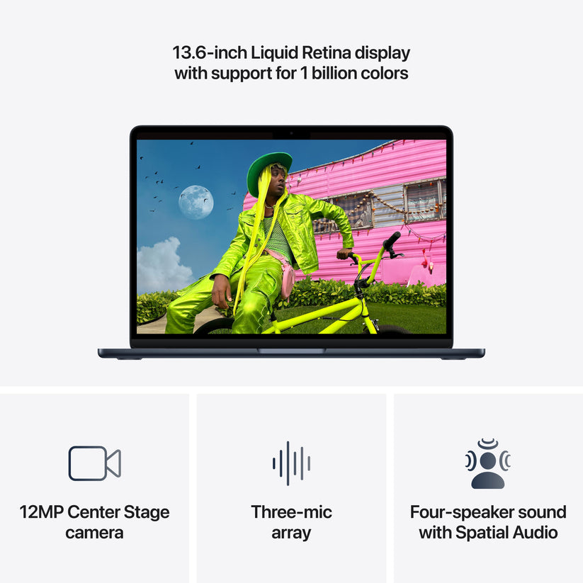 MacBook Air 13 CTO: Čip M5 s 10-jezgrenim CPU i 10-jezgrenim GPU, 24 GB RAM, 4 TB SSD, Međunarodna engleska - Ponoćna - iSTYLE.hr