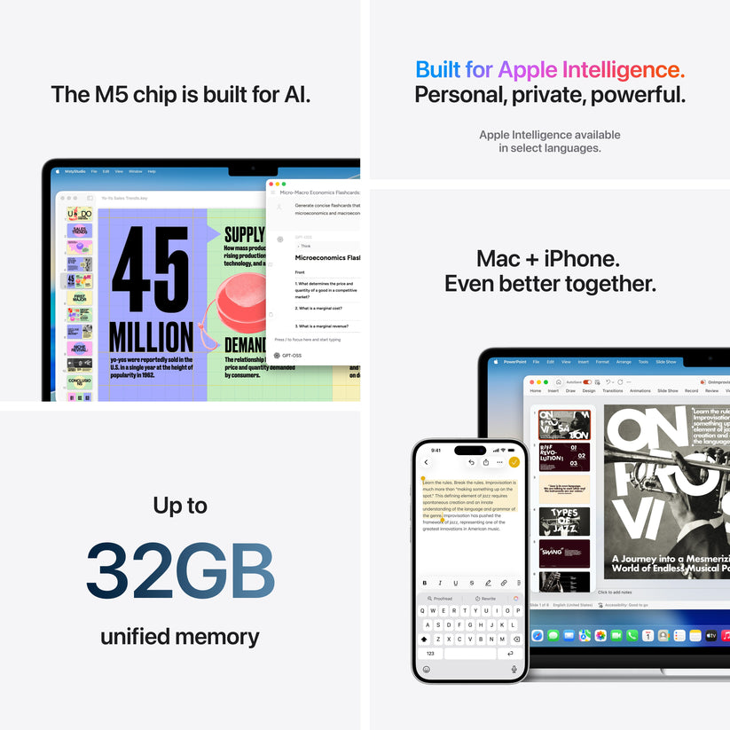 MacBook Air 15 CTO: Čip M5 s 10-jezgrenim CPU i 10-jezgrenim GPU, 16 GB RAM, 512 GB SSD, Međunarodna engleska - Ponoćna