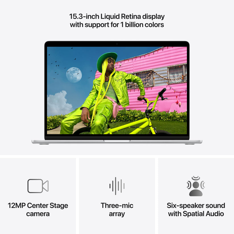 MacBook Air 15 CTO: Čip M5 s 10-jezgrenim CPU i 10-jezgrenim GPU, 24 GB RAM, 1 TB SSD, Međunarodna engleska - Srebrna