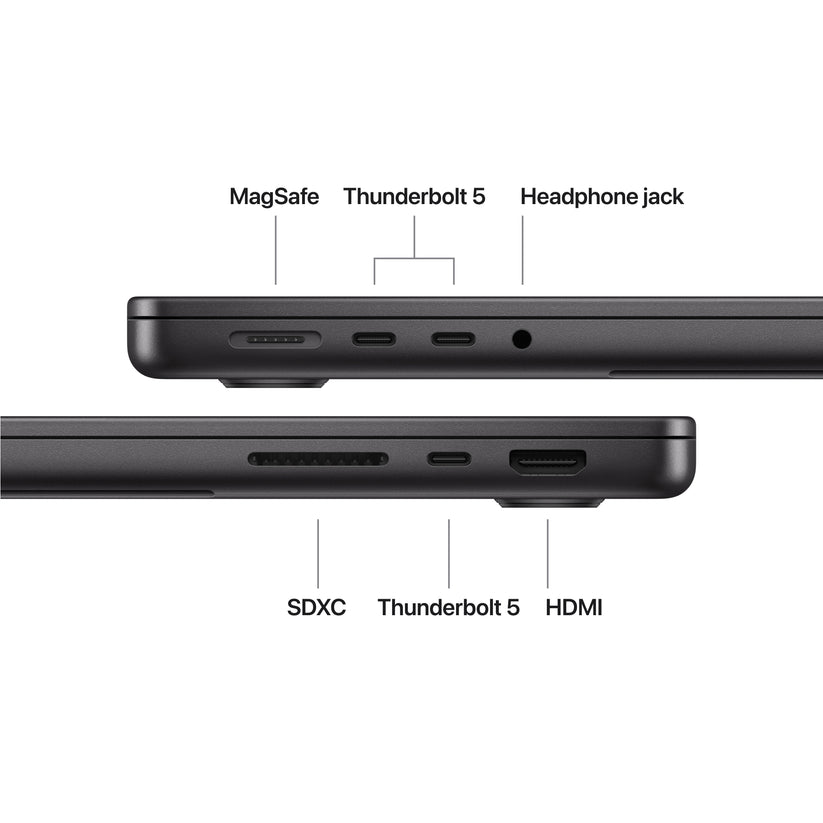 MacBook Pro 14 CTO: Čip M5 Max s 18-jezgrenim CPE i 40-jezgrenim GPE, 4 TB SSD, 64 GB RAM, Nanotekstura, Međunarodna engleska - Svemirski crna - iSTYLE.hr