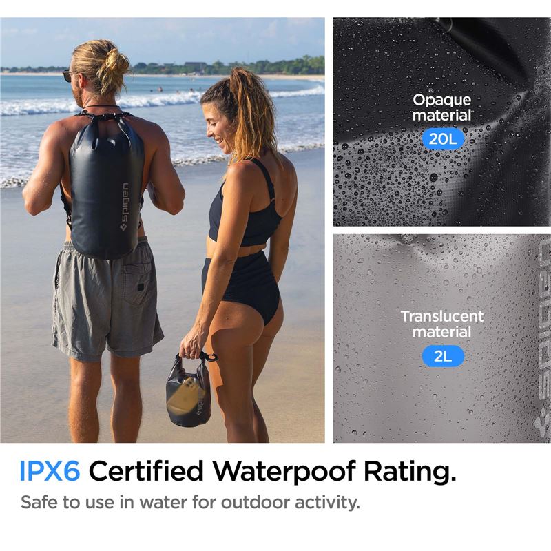 Spigen Aqua Shield vodootporna torba 20L + dodatna 2L - Black - iSTYLE.hr