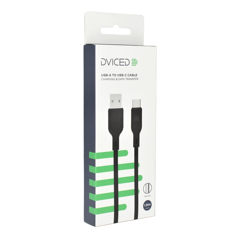 Dviced USB-A na USB-C silikonski kabel (1,25m) - crni - iSTYLE.hr